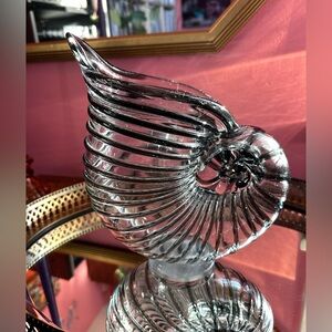 1960's Murano Handmade Glass Nautilus Seashell Centerpiece Art Vase